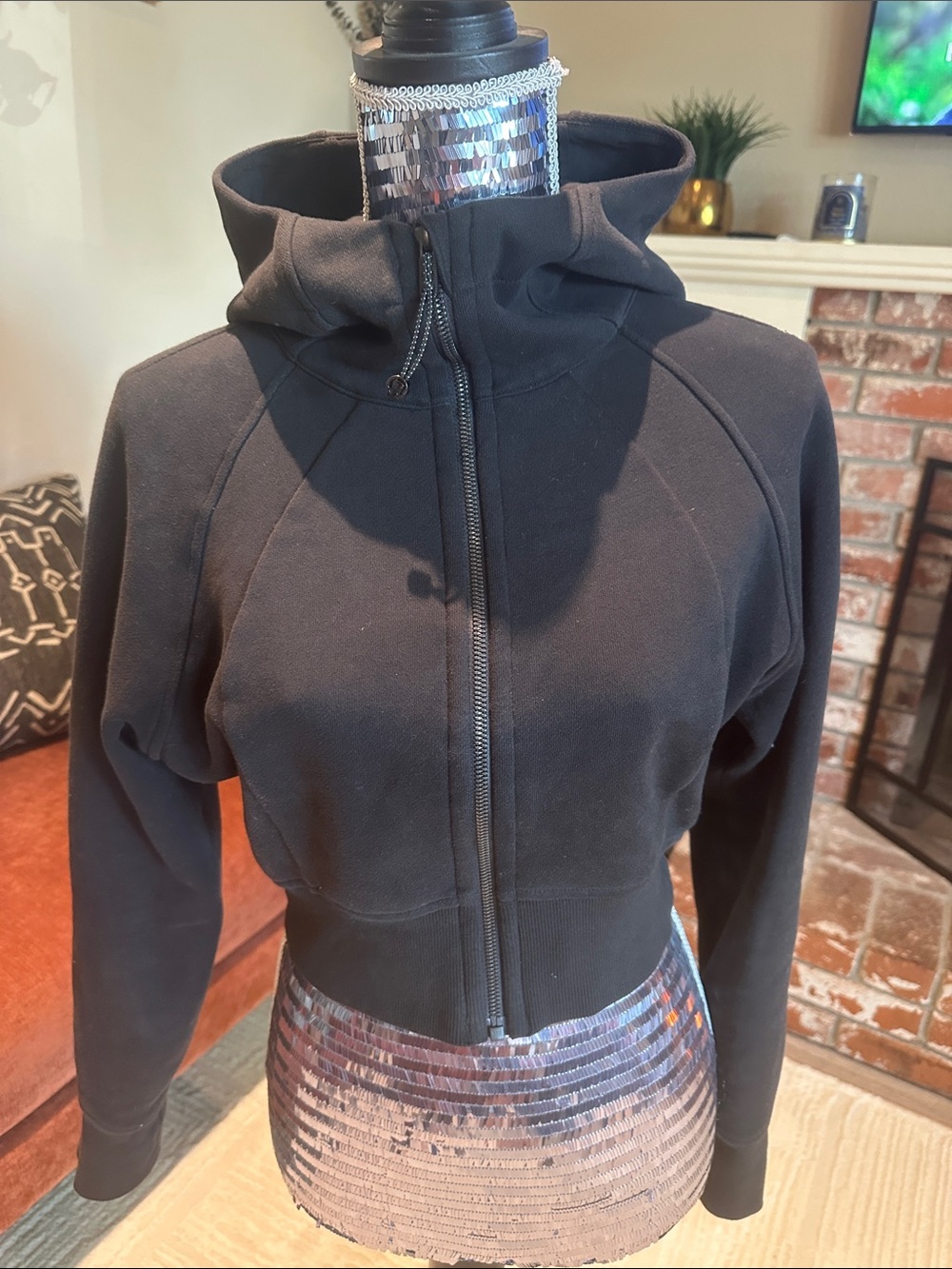 lululemon athletica Black Cropped Zip-Up Hoodie Jacket